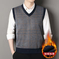 Autumn and Winter New Men's Knitted Inner Sweaters for Middle-Aged and Elderly People Fleece-Lined to Heattech Dad's Vests and Vests