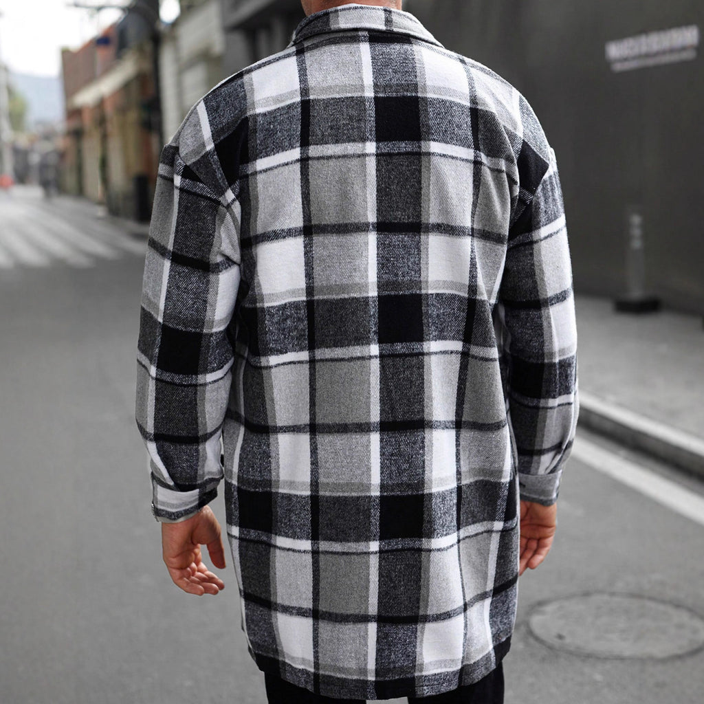 European and American Cross-Border Amazon New Men's Jacket Shirt Casual Sports Long Buttoned Double-Pocket Windbreaker for Men