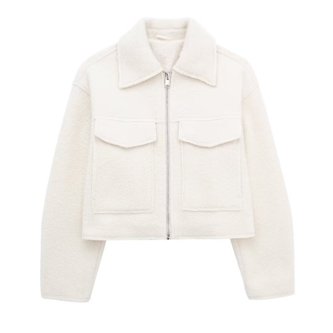 European and American Cross-Border 2025 Winter New Women's Street Fashion Gray Faux Fur Short Lapel Jacket Coat