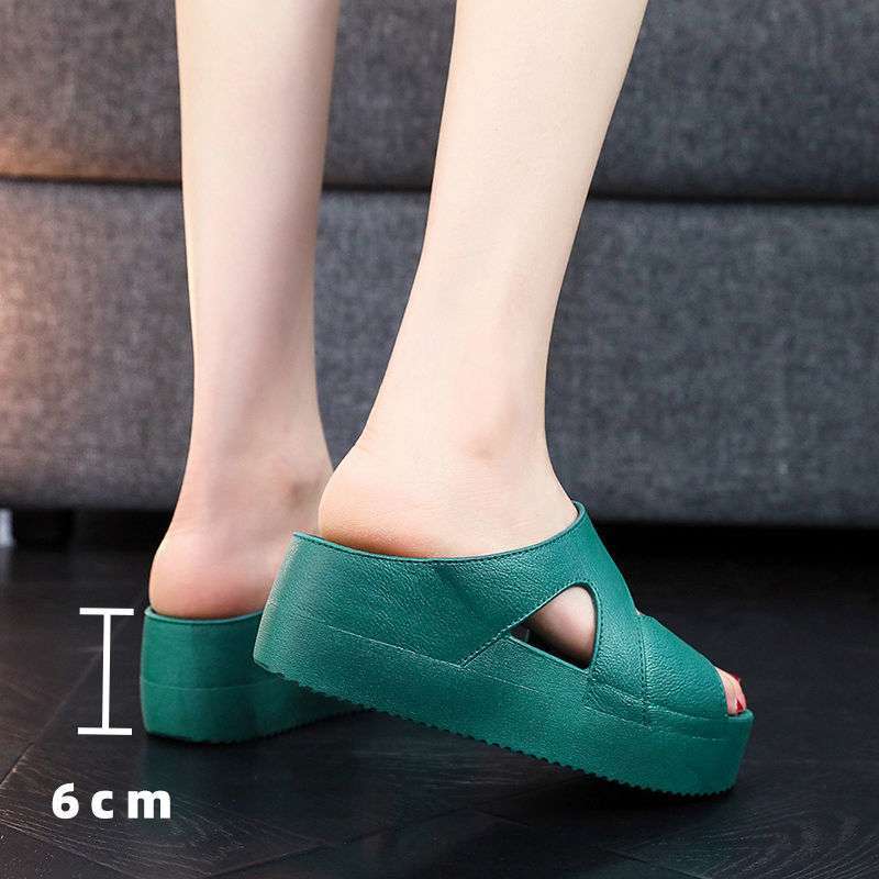 High-Heeled Slippers for Women to Wear in Summer, Ultra-Thick Soles, New Home Hot Style Wedge Heels, Platform Slippers, Non-Slip Plastic Sandals