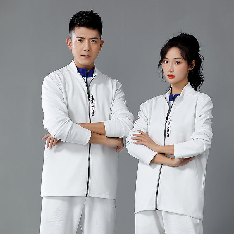 New Badminton Jacket Black and White Suit for Men and Women Long-Sleeved Volleyball Uniform Table Tennis Uniform Competition Training Uniform
