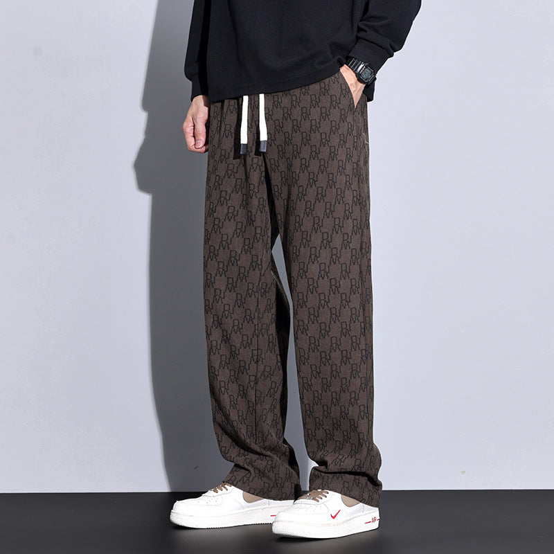 Casual Pants for Boys Spring and Autum Loose Tight Waist Long Pants Men's 2025 New American Fashion Brand Fashion Straight Pants