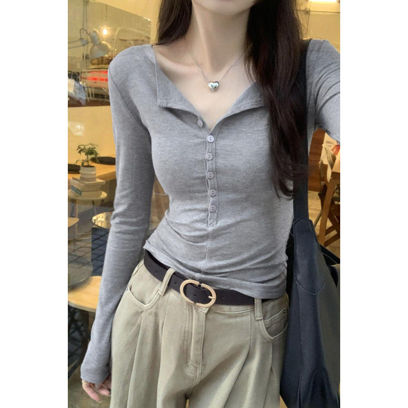 Wholesale for pure hot girls white bottoming shirt women 2025 autumn new niche unique chic shoulder T-shirt