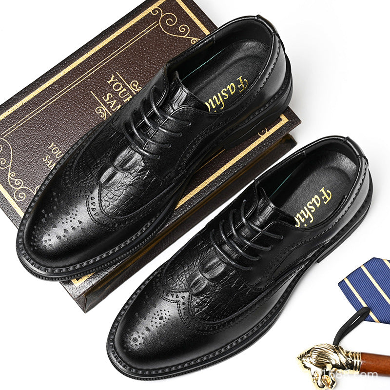 Men's Shoes New Style Business Formal Leather Shoes Men's Brogue Wedding Shoes Men