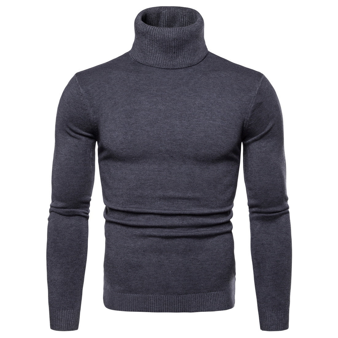 Amazon foreign trade autumn and winter new men's solid color slim turtleneck sweater sweater plus size men's pullover base shirt