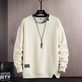 Fake Two-piece Stitching Heavy Round Neck Sweaters Men's Autumn and Winter Fashionable Ins All-match Long-sleeved T-shirt Top Men