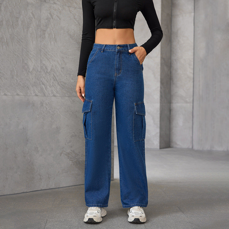 Amazon 2024 New Women's Dress Jeans Washed Loose Design High Waist Slimming Hip Hop Trendy Pants Women
