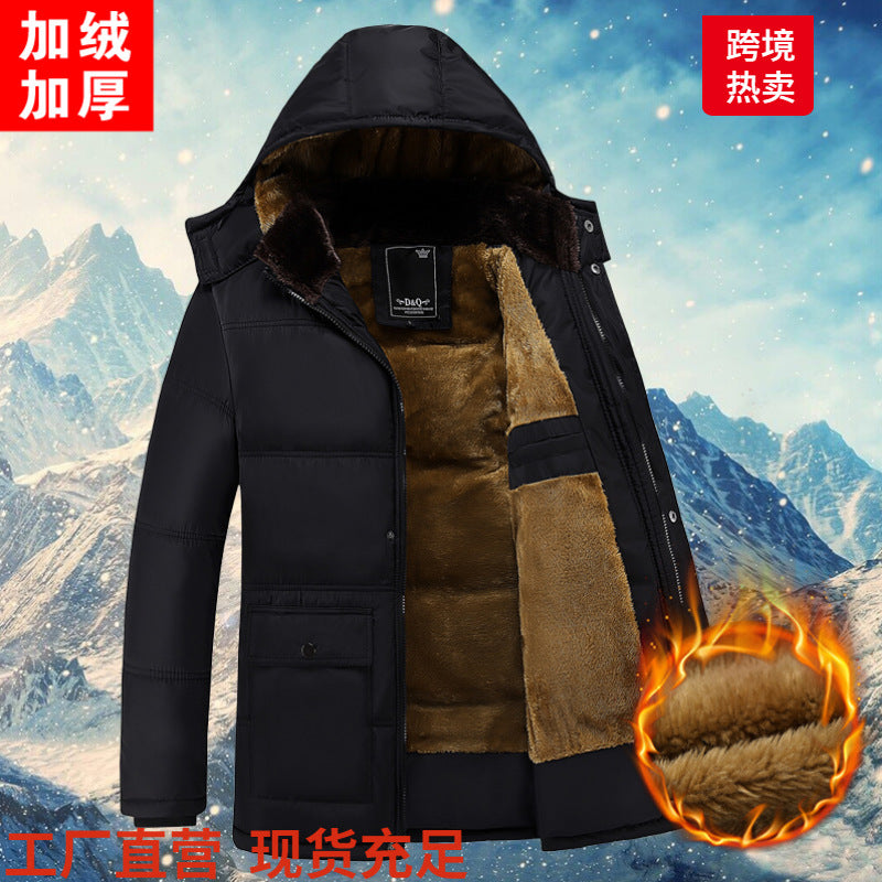 Foreign trade supply generation winter men's fleece-lined thick coat men's old men's cotton-padded jacket new dad cotton-padded jacket men