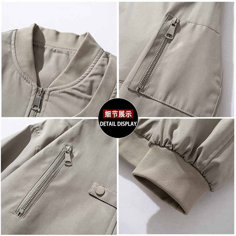 New Style Jacket Coat Men's American Style Retro High Street Solid Color Spring Collar Casual Coat Loose All-match Baseball Suit