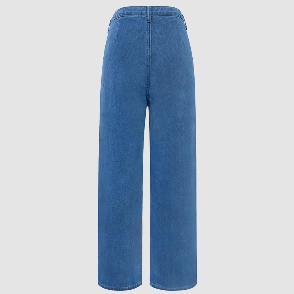 Amazon Casual Jeans for Women, Cross-Border High-Waisted Slimming Wide-Leg Pants, Loose Floor-Length Pants, Denim Trousers, Versatile