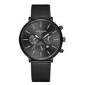 Korean Fashion Men's Mesh Band Watch Fashion Calendar Quartz Watch Business Casual Business Men's Cool Blue Watch