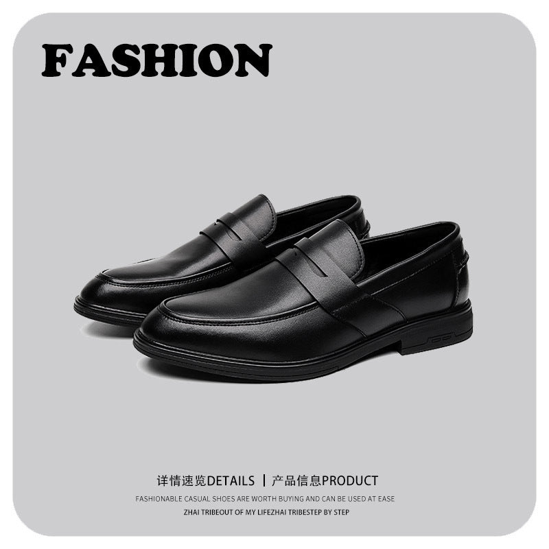 National Trendy Simple Retro Fashion Men's Slip-on Loafers 2023 Summer New Youth All-match Casual Leather Shoes