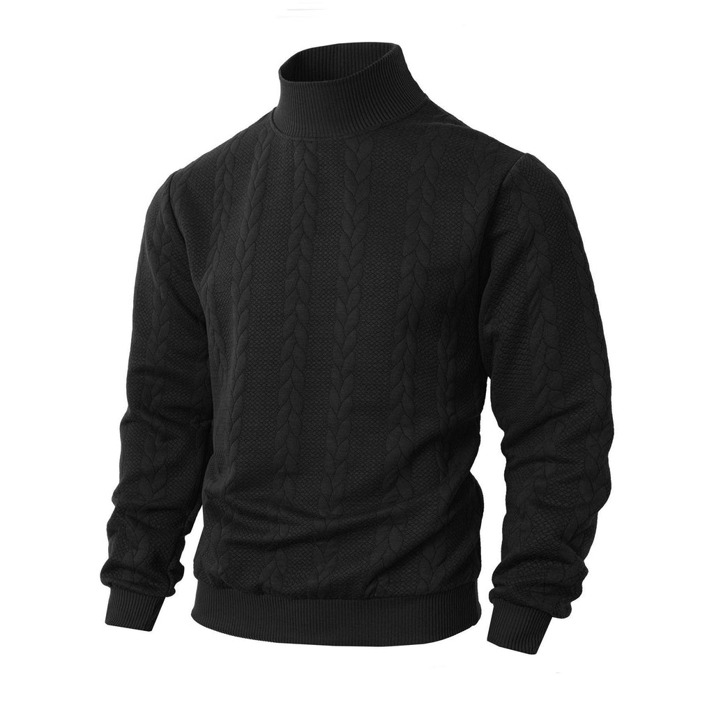 Cross-Border New Autumn and Winter Knitwears Pure Color Young Men's Fashion Jacquard Turtleneck Warm Wool Sweatshirts