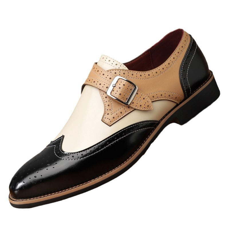 Spring and Summer Men's Business Formal Casual Leather Shoes Brogue Carved Leather Shoes Large Size Fashionable Versatile Men's Shoes 503