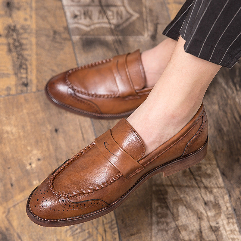 Men's Business Leather Shoes Cross-Border Large Size British Style Casual Shoes Fashionable Men's Slip-On Loafers Trendy Dinner Shoes