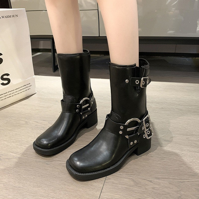 High and Low Boots Available! Short Boots for Women, Spring & Fall Retro Western Cowboy Boots, Women's Boots, Belt Buckle Women's Boots