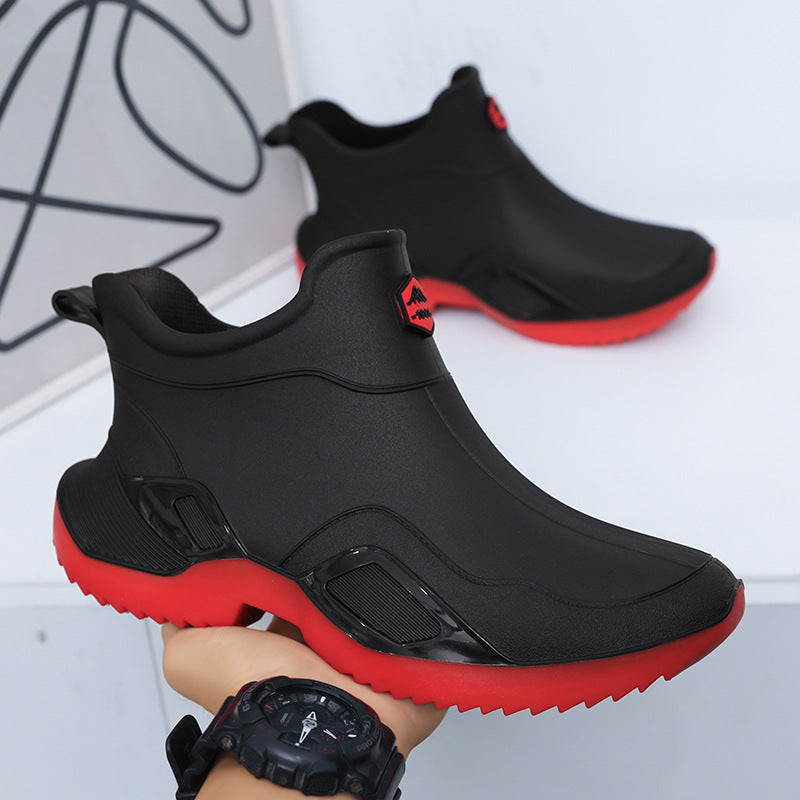 New Rain Boots Short-Tube Men's Adult Waterproof Shoes Women's Rain Boots Non-Slip Wear-Resistant Rubber Shoes Kitchen Fashion Fishing Water Boots