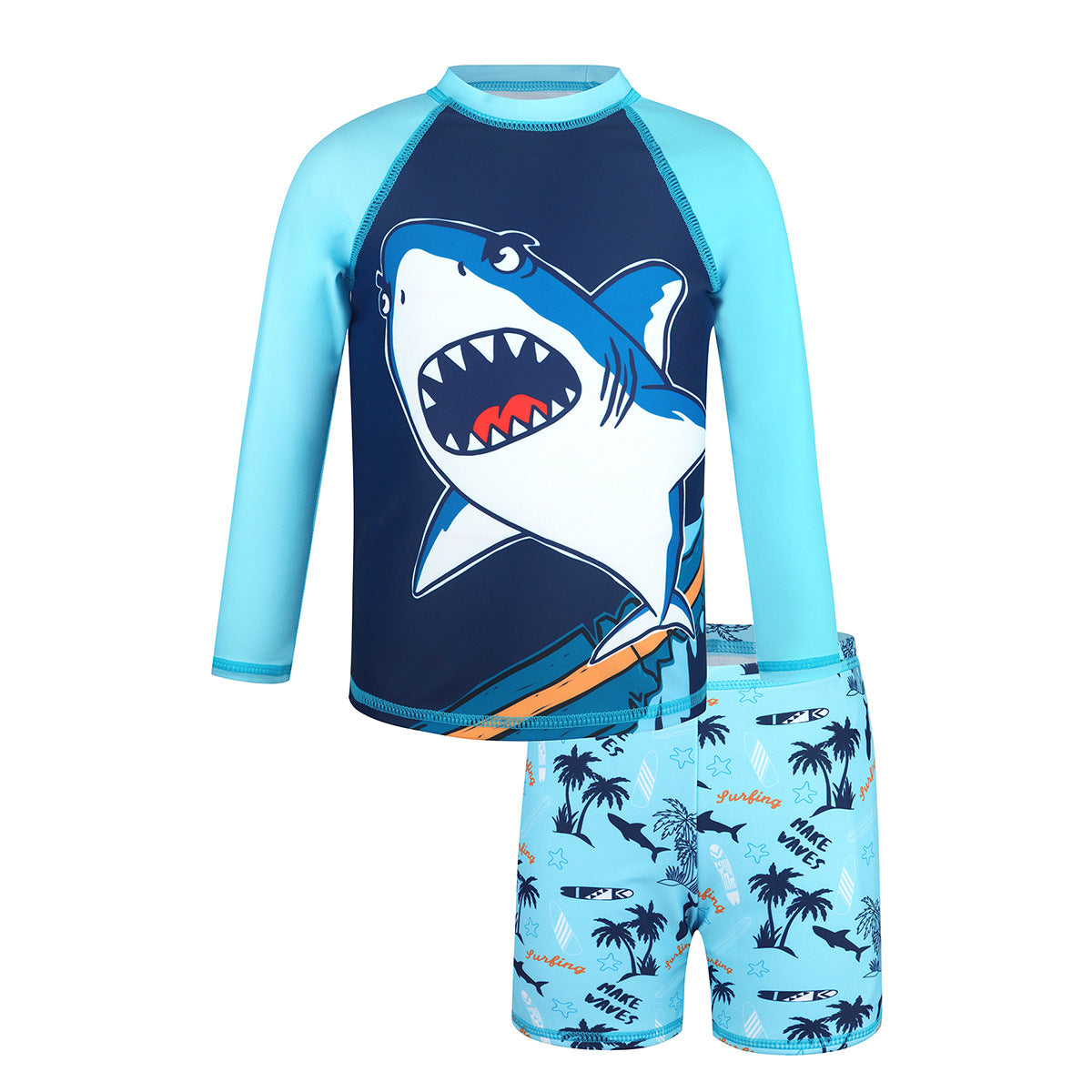 Children's Swimsuit Boys Split Swimsuit 2025 New Sunscreen Quick-drying Shark Long-sleeved Cross-border Boy Swimsuit
