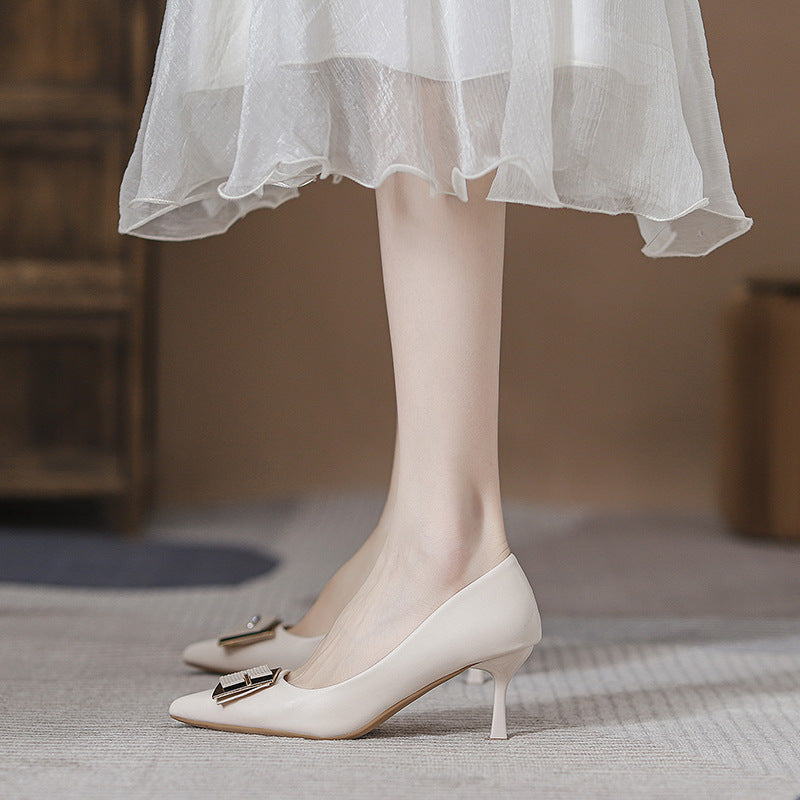 9877-1 Stiletto girls High Heels 2024 Spring and Summer New Style Comfortable Pointed Toe Professional Work Shoes Elegant Single Shoes
