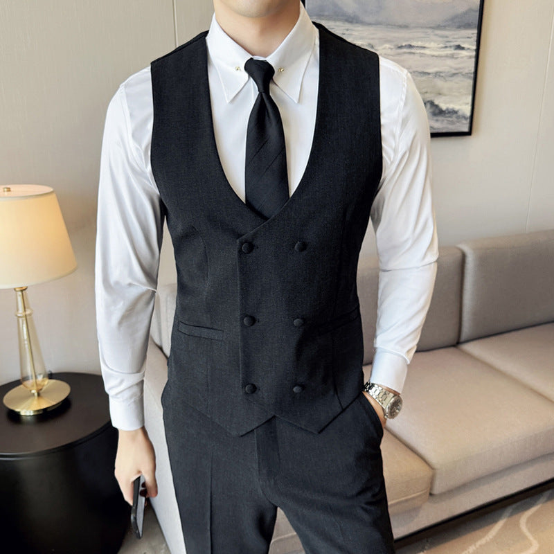 New Spring and Summer High-end Slim-fit Vest Pants suit Men Business Casual Vest Set Best Man Group Dress Suit Men