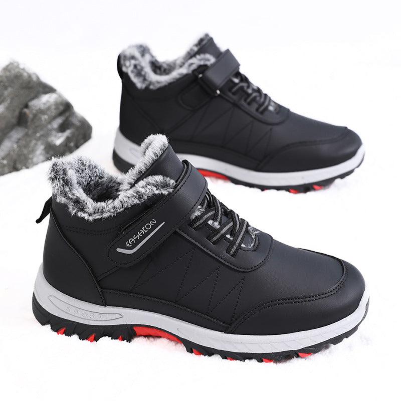 Cross-Border Export Large Size Leather Cotton Boots Men's Winter Warm Snow Boots Non-Slip Comfortable Plus Velvet Thickened Men's Boots