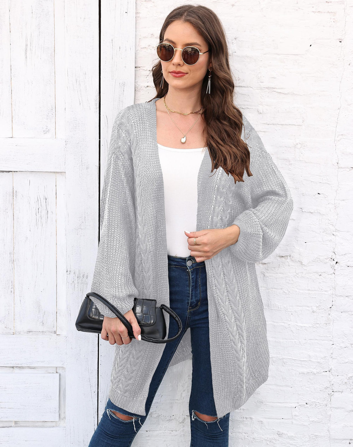 Women's Cardigan Air-Conditioning Sweater Cross-Border European and American Fashion Spring and Autumn New Woven Sweater Loose Casual Sweater Coat 641