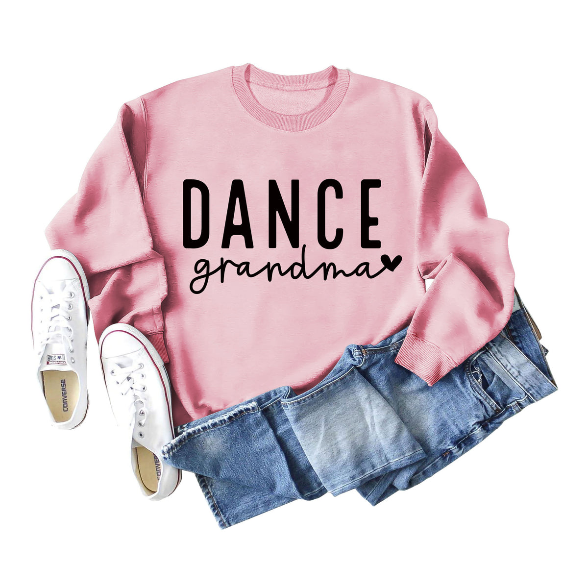 Amazon independent station Dance grandma love letter fashion loose round neck autumn and winter long sleeve sweater women
