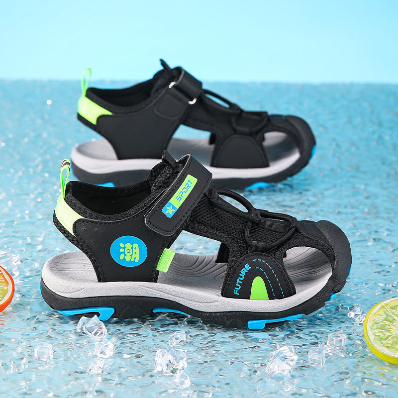 Wholesale Boys Sandals Baotou 2025 Summer Mid-Big Kids Soft Sole Non-Slip Beach Shoes Student Lightweight Sports Sandals
