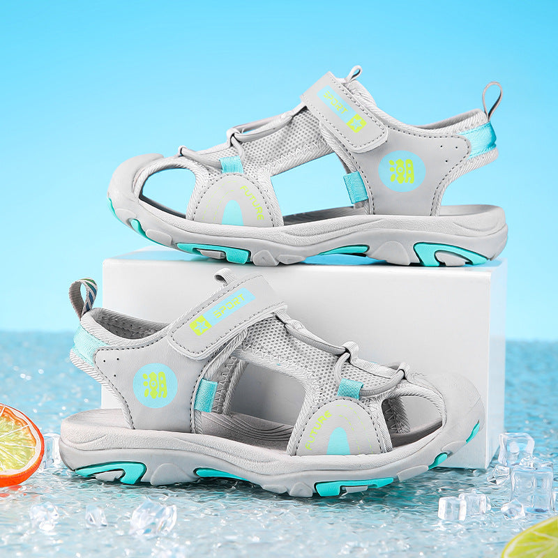 Wholesale Boys Sandals Baotou 2025 Summer Mid-Big Kids Soft Sole Non-Slip Beach Shoes Student Lightweight Sports Sandals