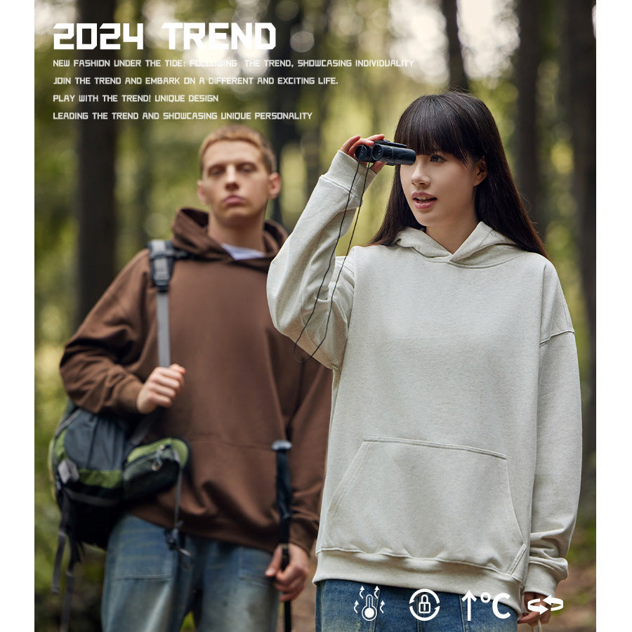 Tide brand men's clothing 2024 autumn and winter youth loose leisure tide brand 450G terry sweater men's hooded men's sweater