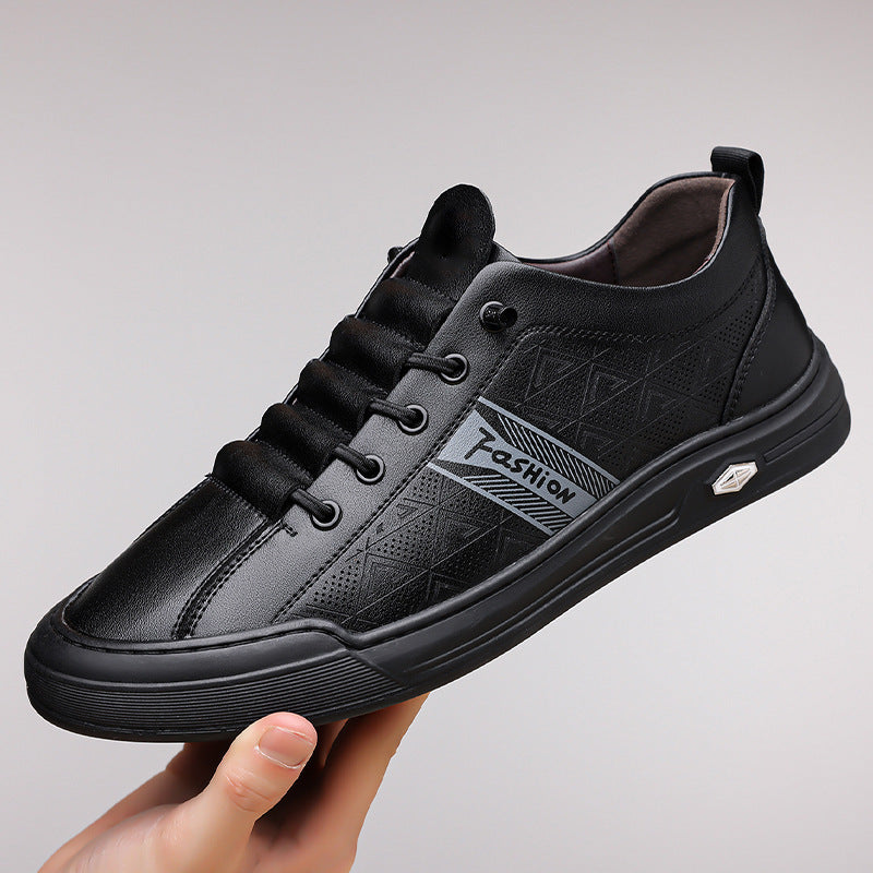 Men's Shoes 2025 New Summer Breathable Versatile Sports Sneakers Men's Casual Leather Shoes One-Legged White Shoes