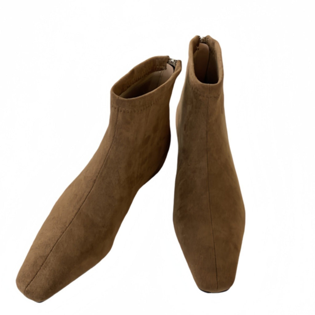Niche Design Inner Heightening Wedge Short Boots for Women 2025 Autum Slim Boots Square Toe Back Zipper French Ankle Boots