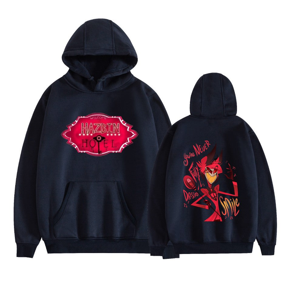 New Amazon AliExpress Hell Inn Anime Rim Perimeter Printed Casual Loose Men's and Women's Hoodie