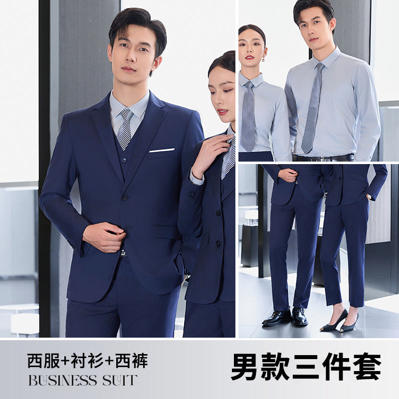 High-End Suit Suits for Men and Women, Professional Formal Wear, 4S Store Real Estate Property Workwear, Blue Suit Suits, Work Clothes