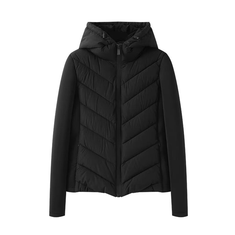 Cross-border wholesale foreign trade women's 2025 autumn and winter Europe and the United States new fashion hooded stitching cotton-padded jacket coat Y23165