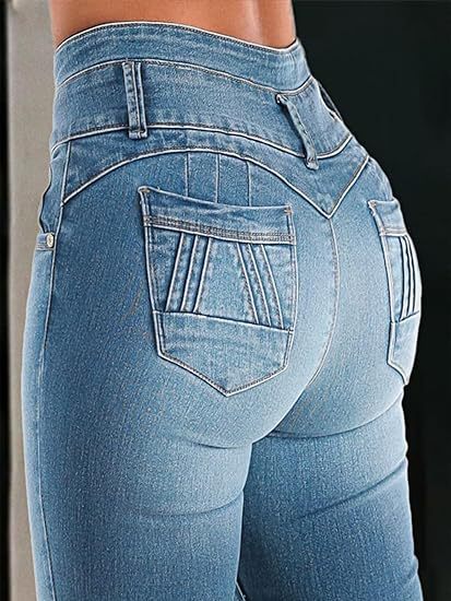 Women's Jeans 2025 New Style Amazon Cross-Border Independent Site Amazon Low-Rise Pants Retro High-Waisted Ripped Button