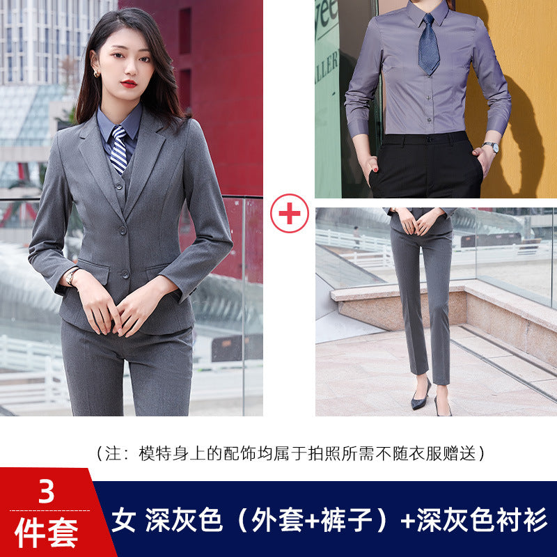 Two-button color spinning four-sided elastic treasure blue teacher suit suit men's and women's same style professional attire 4S shop suit wholesale