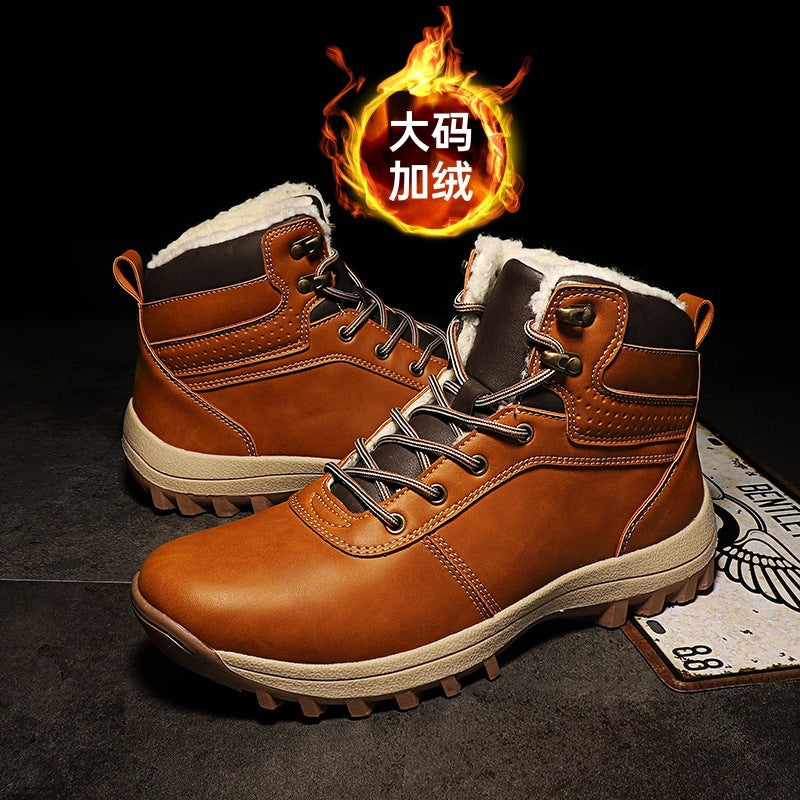 Snow Boots men's 2023 Winter new fleece-lined warm cotton-padded shoes thick-soled men's boots northeast thickened cross-border plus size cotton-padded shoes