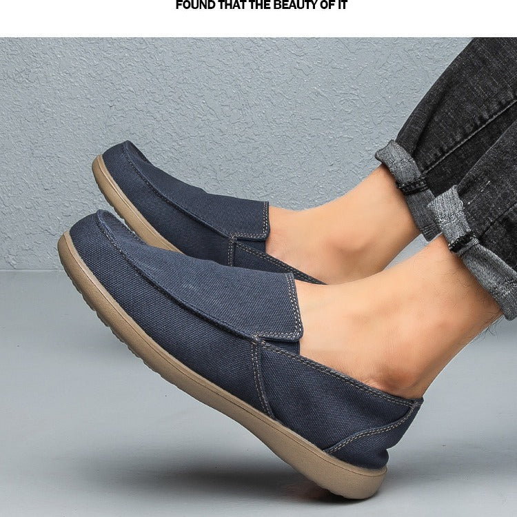 New CROSS All-match Canvas Shoes Men's Slip-on Outdoor Low-top Shoes Breathable Loafers Casual Thin for Youth