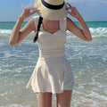 Cross-border Wholesale Swimwear Women's Conservative Split Skirt Belly Covering Slimming Sexy South Korea ins Fairy Hot Spring Swimwear