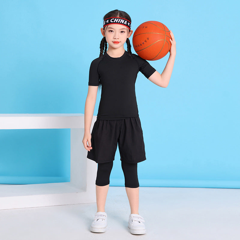 Children's Jump Rope Competition Quick-Drying Training Suit Custom Set, Tight-Fitting Clothing for Running, Football, Basketball, Comfortable Sportswear
