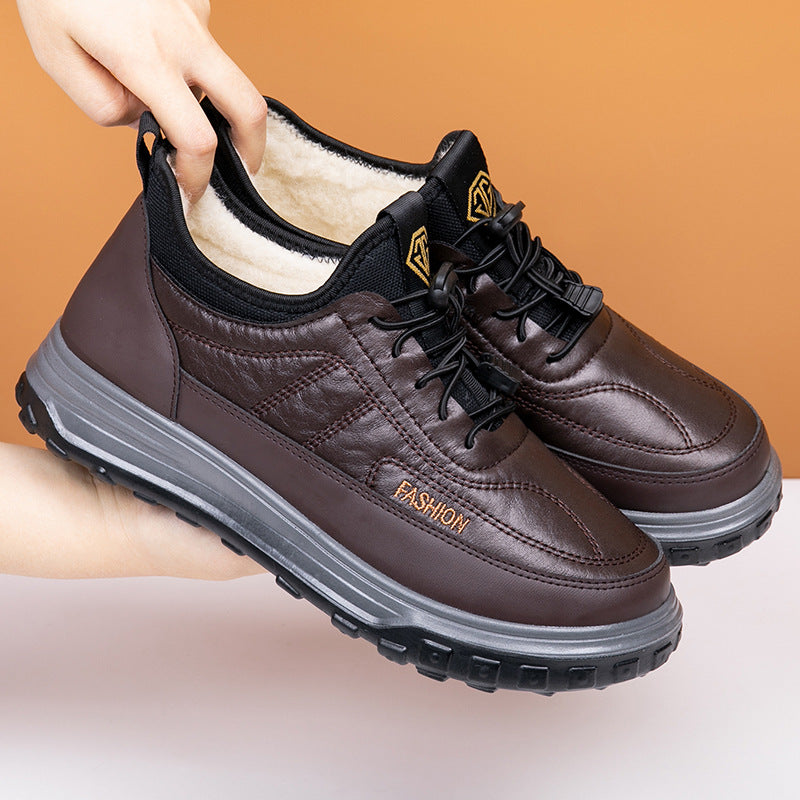 New Winter Boots Wholesale Old Beijing Men's Shoes Warm Sheepskin Dad Shoes Snow Boots with Extra Fleece and Thickened Cotton Shoes