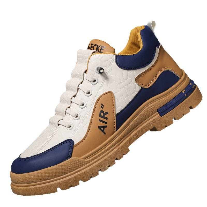 Men's Shoes with a High-End Feel, 2025 Autumn and Winter Men's High-Top Casual Shoes, Fleece-Lined Versatile Sneakers, Soft-Soled Student Shoes for Men
