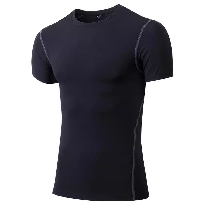 Summer Men's Tight Training Fitness Clothes Running Short-sleeved Sportswear Stretch Quick-drying Clothes T-shirt 2025 Top