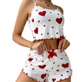 New Cross-Border Women's Heart Pajamas Two-Piece Set Hot Style Pajamas Two-Piece Set Sexy Slim Women's Pajamas