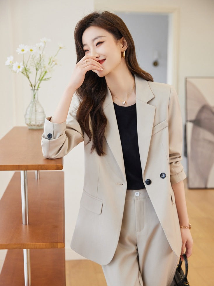 Blue small suit jacket for women Spring and Autumn new design temperament casual business wear suit suit formal wear