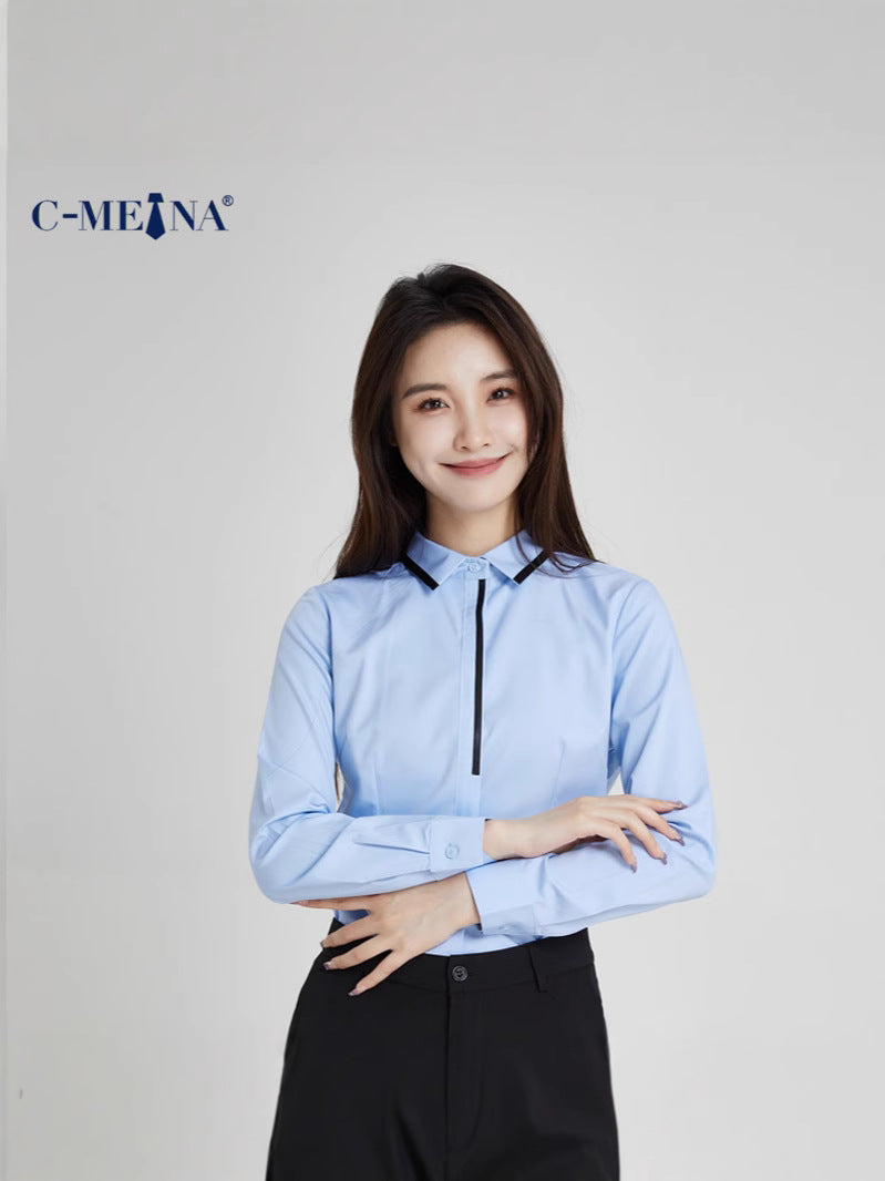 Summer New Women's Long-Sleeved Shirts, Feminine Commuting Slim-Fit Fashionable Bamboo Fiber Shirts and Tops