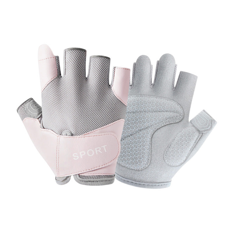 Fitness Protective Gloves Men's and Women's Thin Spring, Summer and Autumn Equipment with Wrist Bracer Training Non-slip Half-finger Riding Half-finger