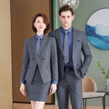 High-end gray striped suit suit men's and women's same style spring and autumn business attire temperament formal attire hotel manager work clothes