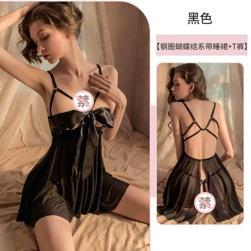 Sexy Underwear Sexy Pajamas Women's Temptation Gather Steel Bracing Small Chest Showing Big Tease Passion Hot suit